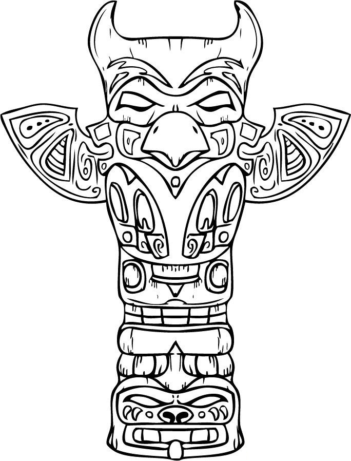 Free printable totem pole coloring pages for kids