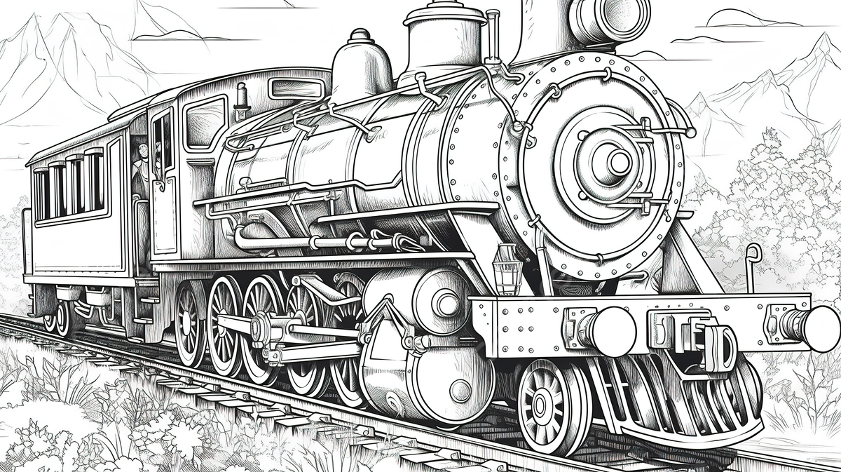 Fondo tren en una vãa de tren para colorear fondo tren para colorear imagen power point de color tren imagen de fondo para dcarga gratuita