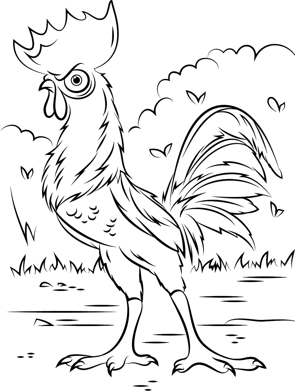 Libro para colorear gallo del cuento de moana imprimible y online