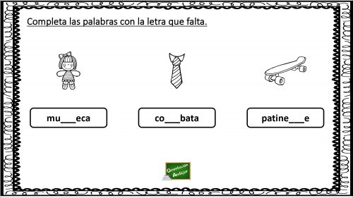 Lectocritura quã letra falta para completar la palabra