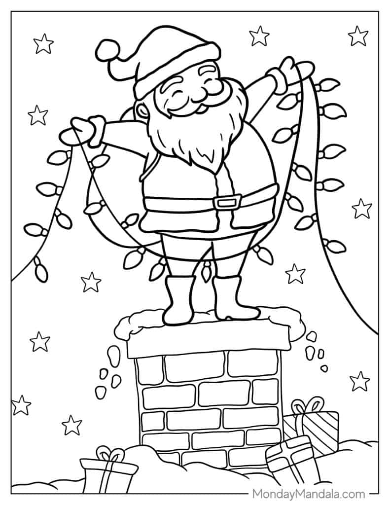 Santa coloring pages free pdf printables