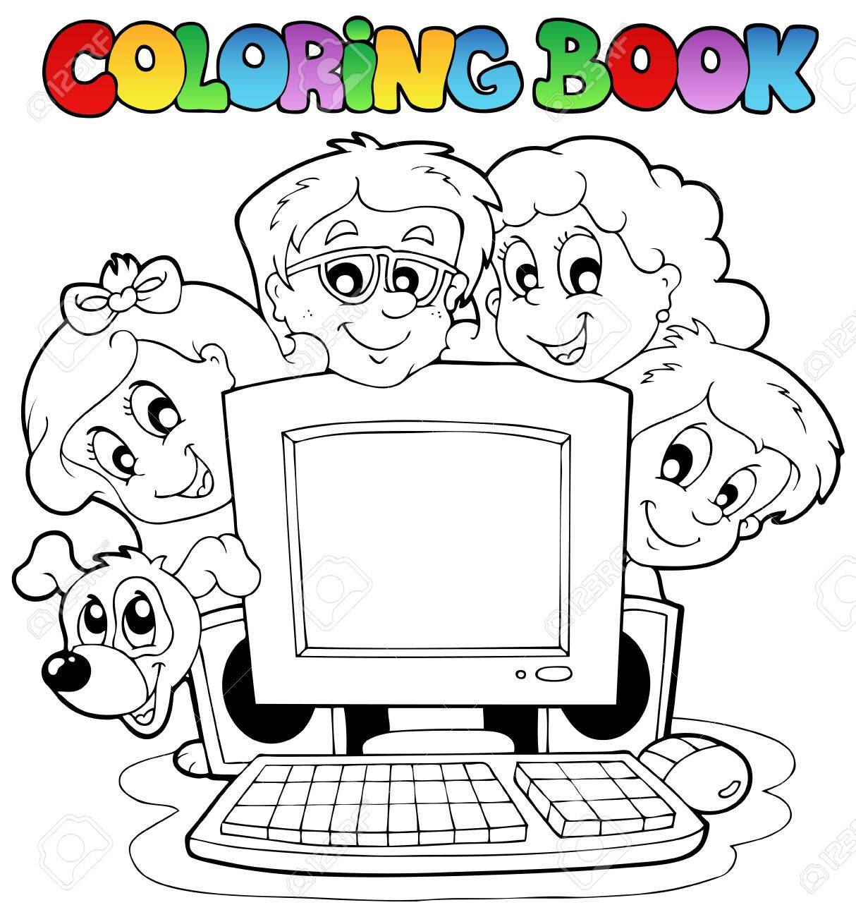 Coloring book puter and kids royalty free svg cliparts vectors and stock illustration image