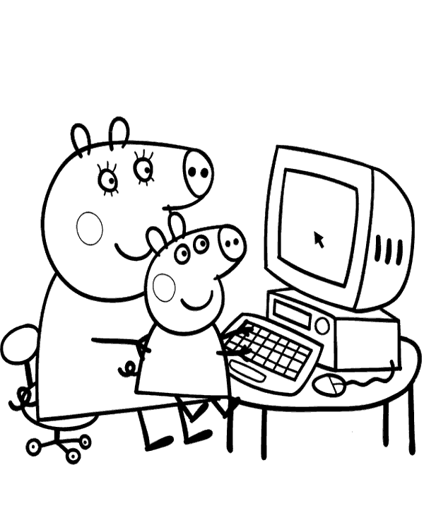Peppa pig free coloring sheet for kids