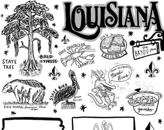 Louisiana coloring page instant download