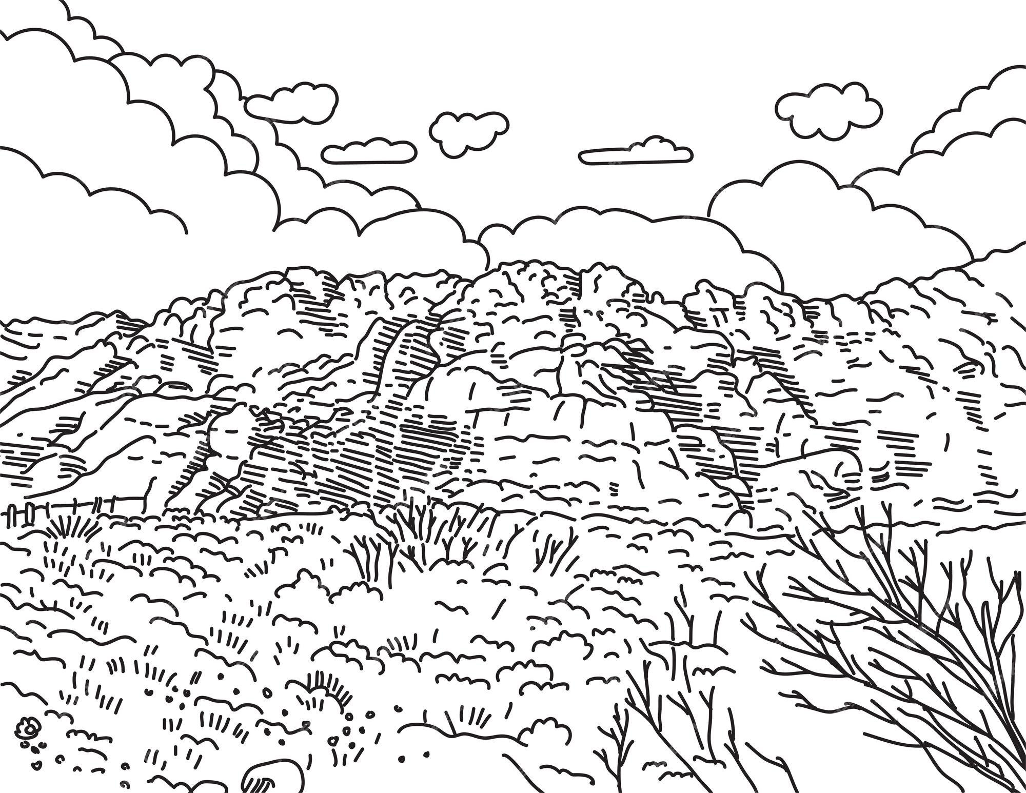 Ãrea de conservaãão nacional red rock canyon condado de clark nevada eua mono line art vetor premium