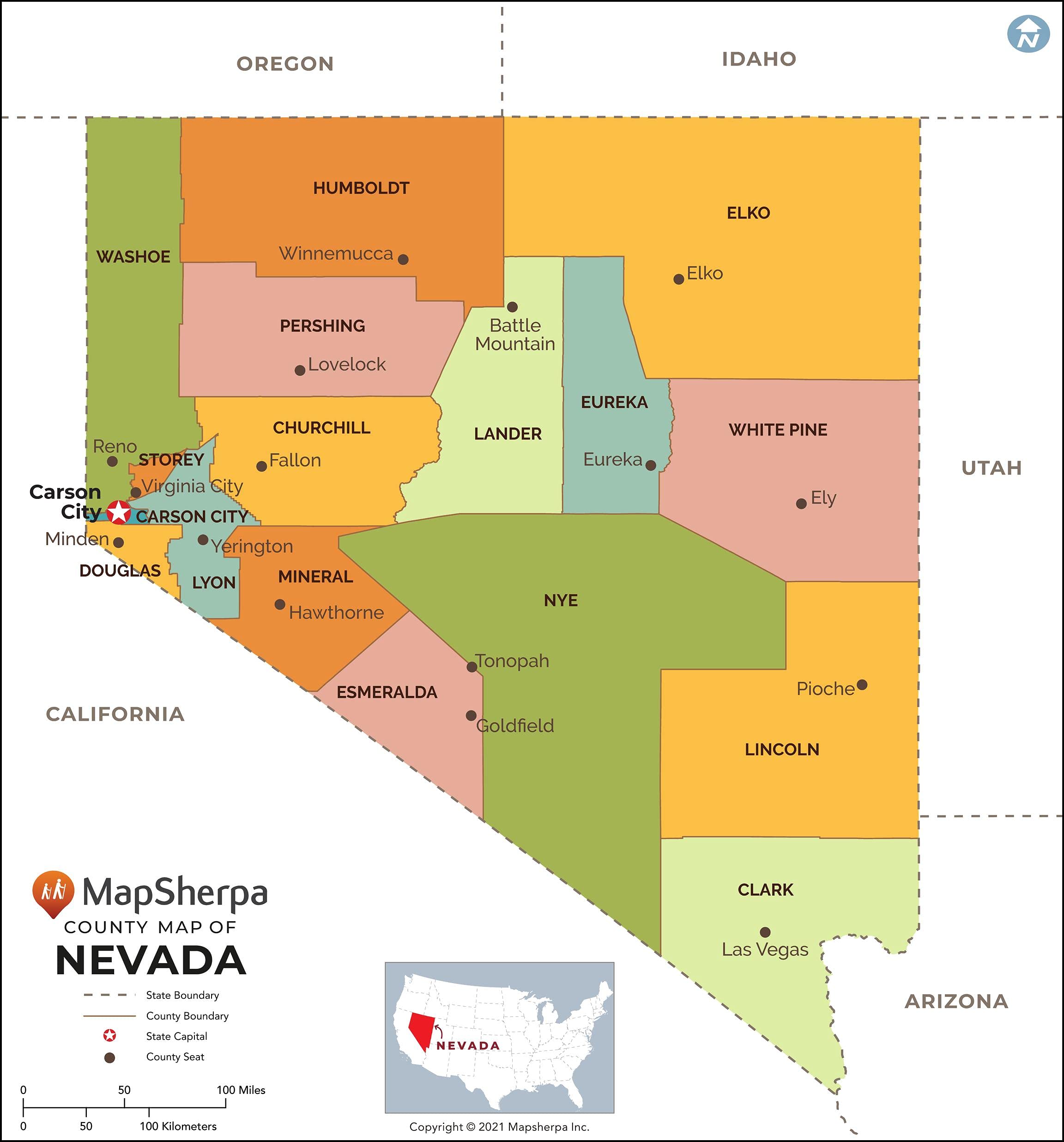 Mapa de los condados de nevada grande papel de x pulgadas ropa zapatos y joyerãa