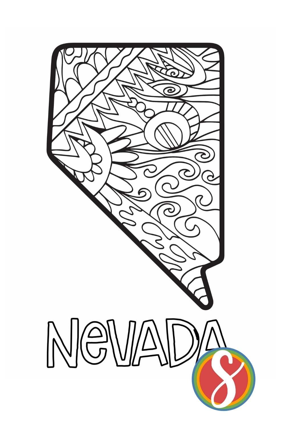 Free nevada coloring pages â stevie doodles