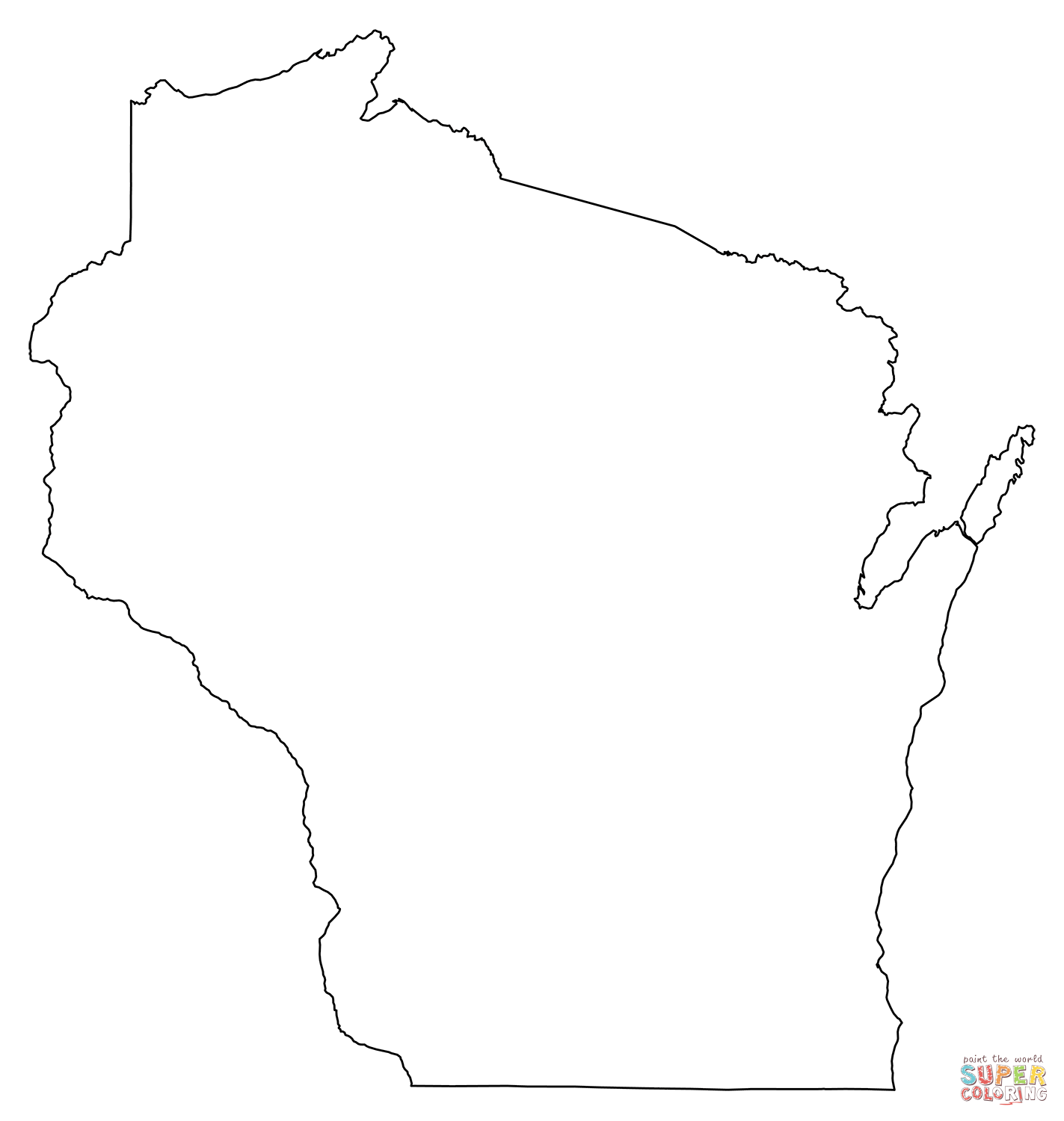 Outline map of wisconsin coloring page free printable coloring pages