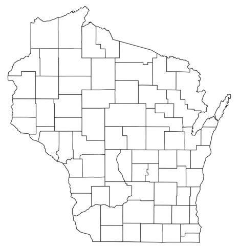 Outline map of wisconsin counties coloring page free printable coloring pages