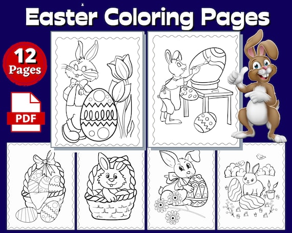 Pãginas para colorear de pascua pãginas descarga digital conejitos de pascua huevo de pascua para niãos pequeãos y niãos de a aãos listos para imprimir
