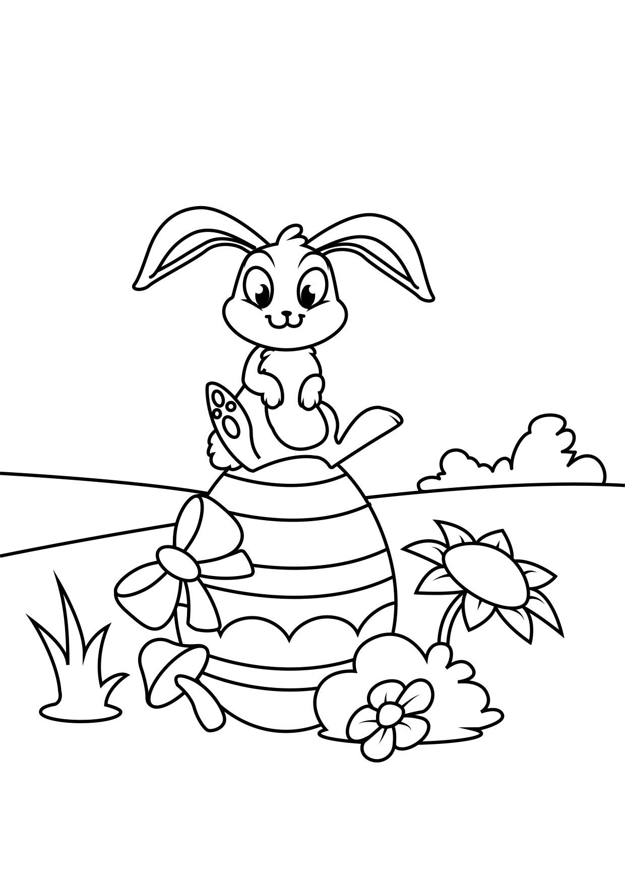 Dibujo para colorear conejito de pascua en huevo de pascua