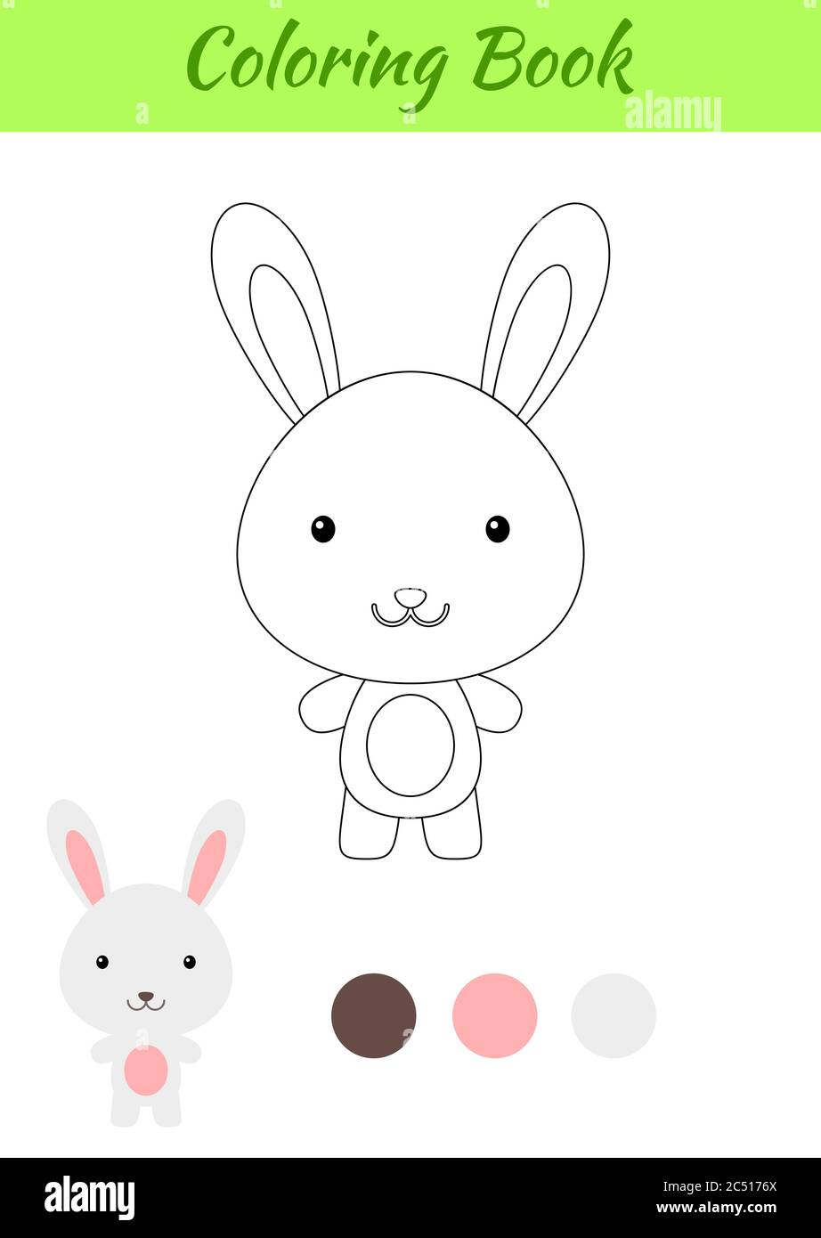 Coloring page happy little baby rabbit coloring book for kids educational activity for preschool years kids and toddlers with cute animal stock vector image art