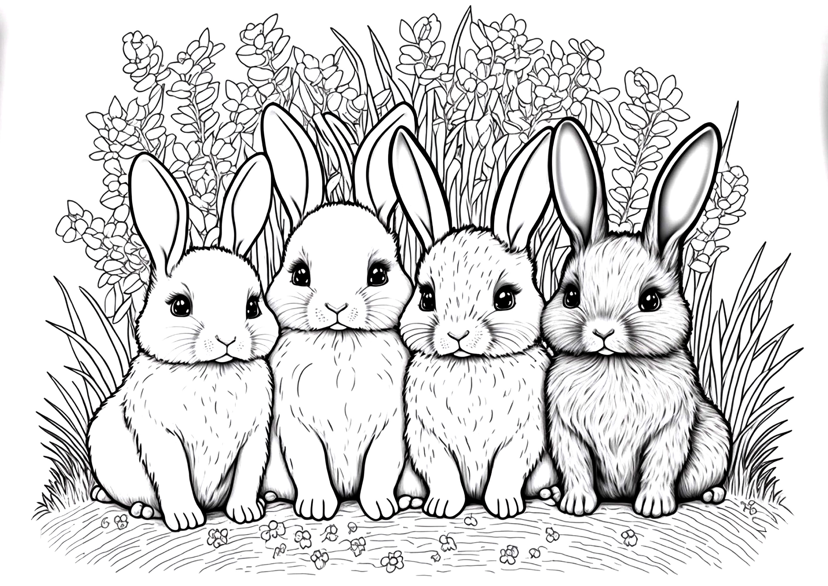 Cuatro pequeãos conejos