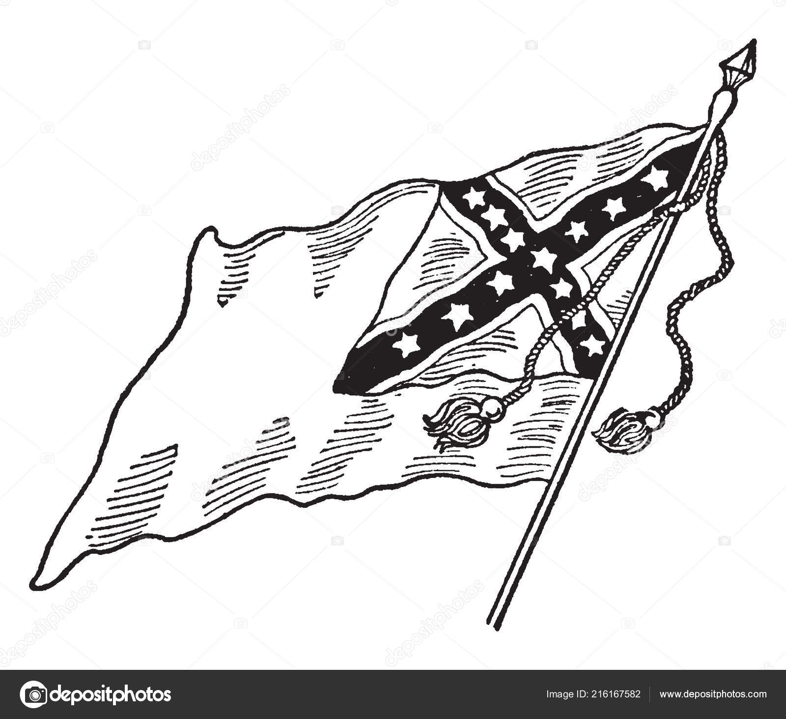 Confederate national flag flag has dark saltire white outline top stock vector by morphart