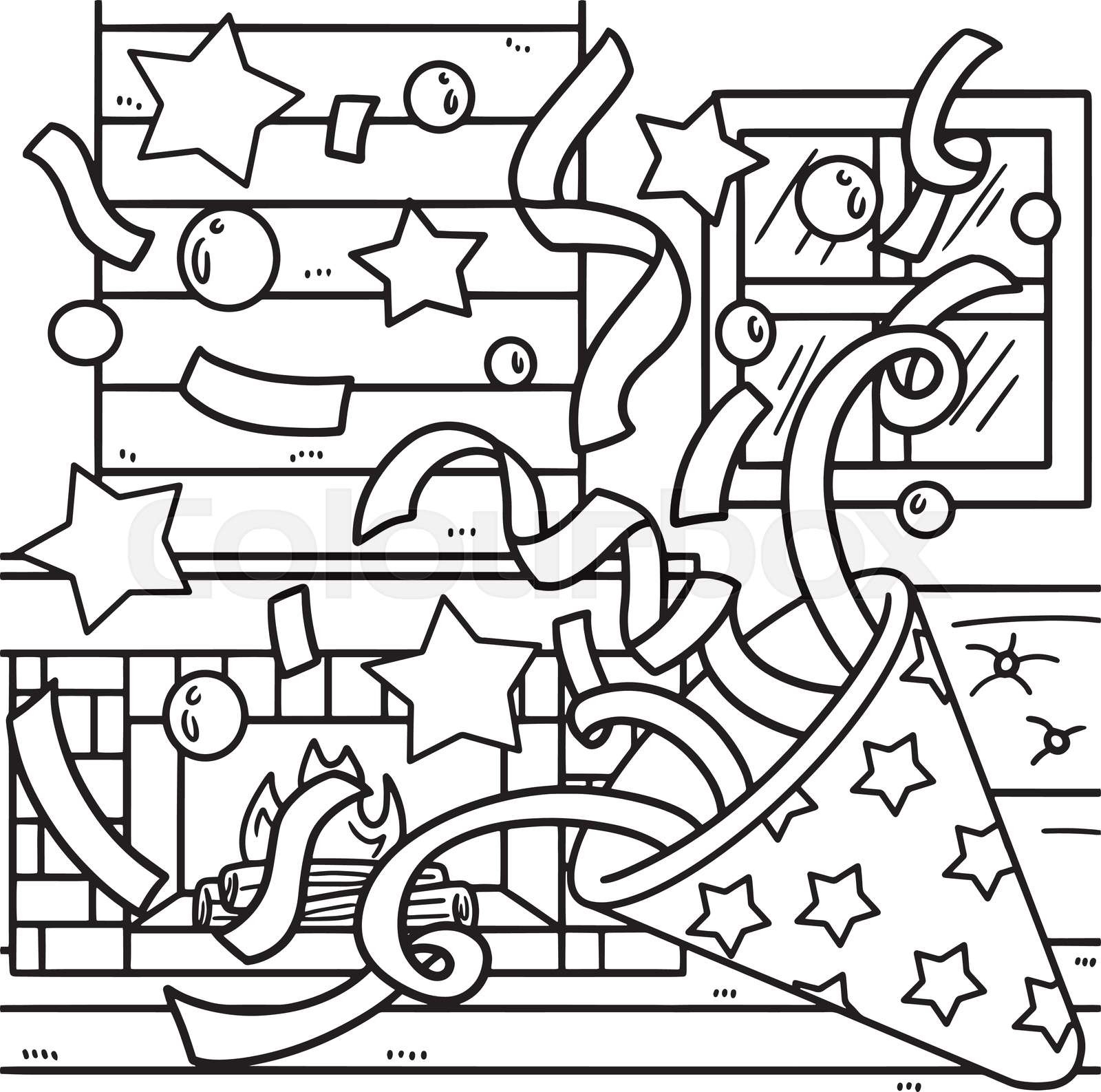 New year confetti coloring page for kids stock vector