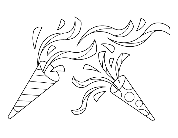 Printable confetti poppers coloring page
