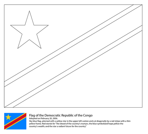 Flag of the democratic republic of the congo coloring page free printable coloring pages