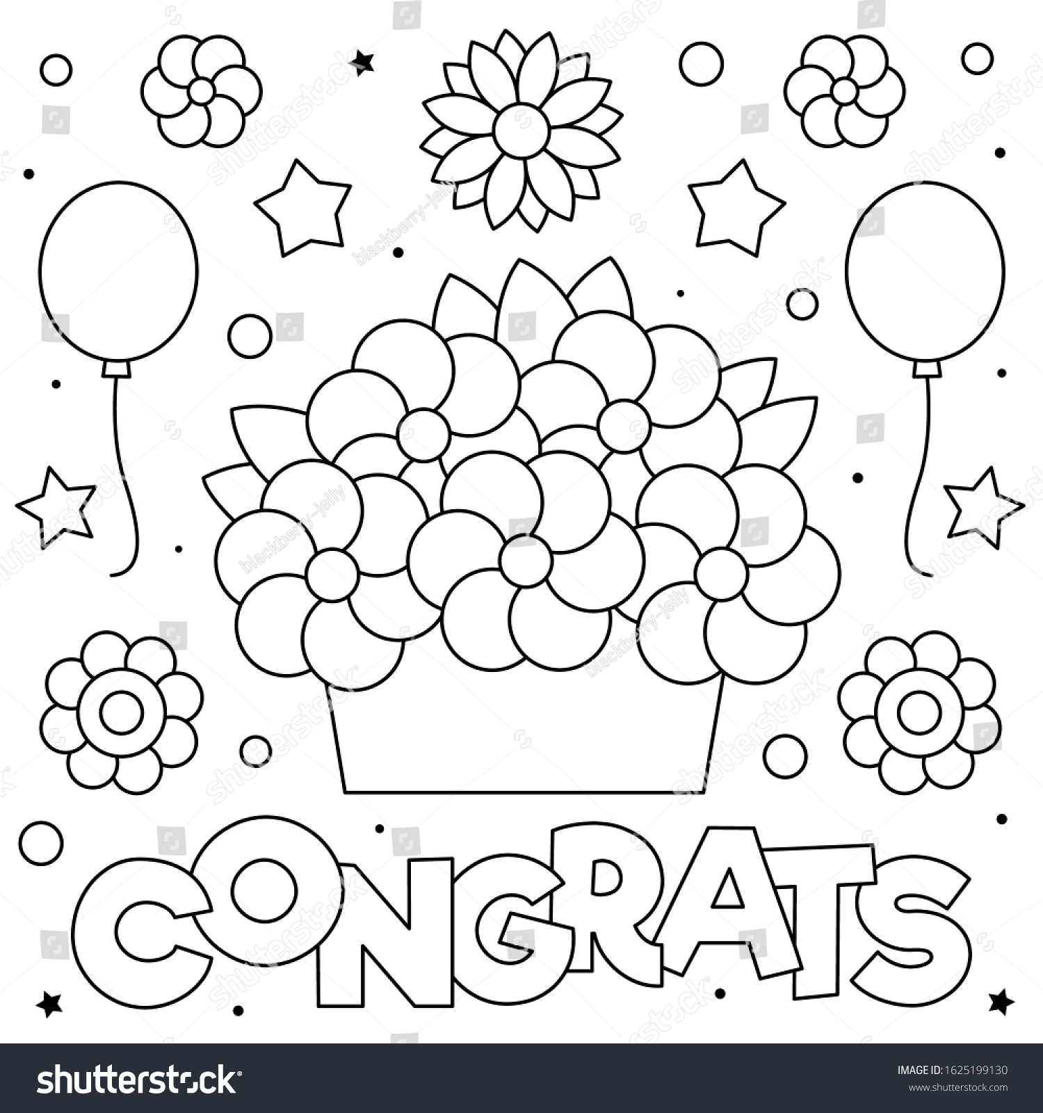 Congrats coloring page black white vector stock vector royalty free