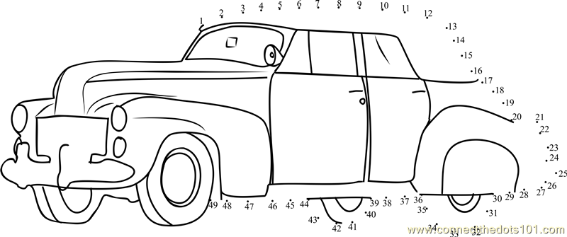 Classic car dot to dot printable worksheet