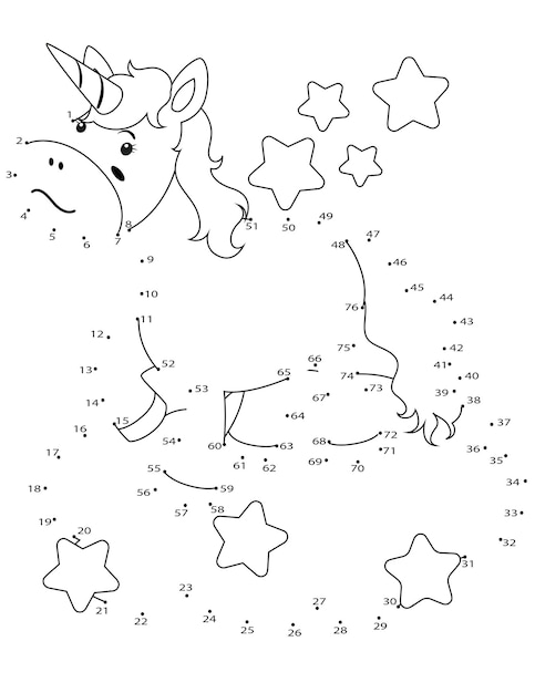 Premium vector unicorn connect the dots coloring page for kids
