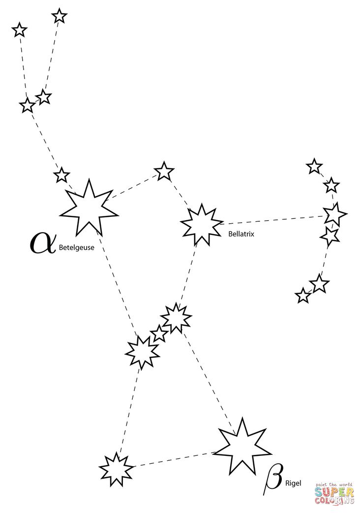 Orion constellation coloring page from constellations category select from printable crâ orion constellation constellation craft constellation tattoos