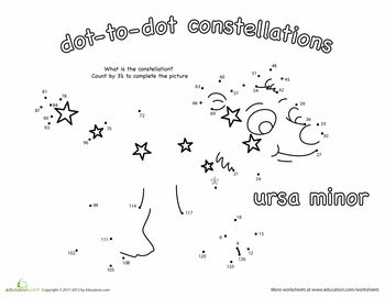 Dot to dot constellation ursa minor worksheet education constellations kindergarten worksheets constellation activities