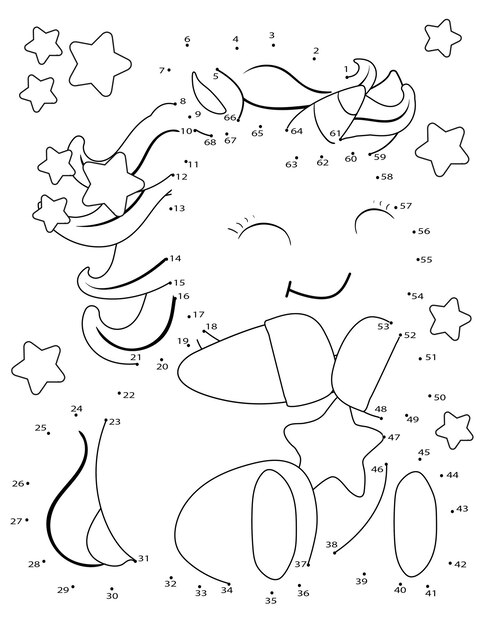 Premium vector unicorn connect the dots coloring page for kids