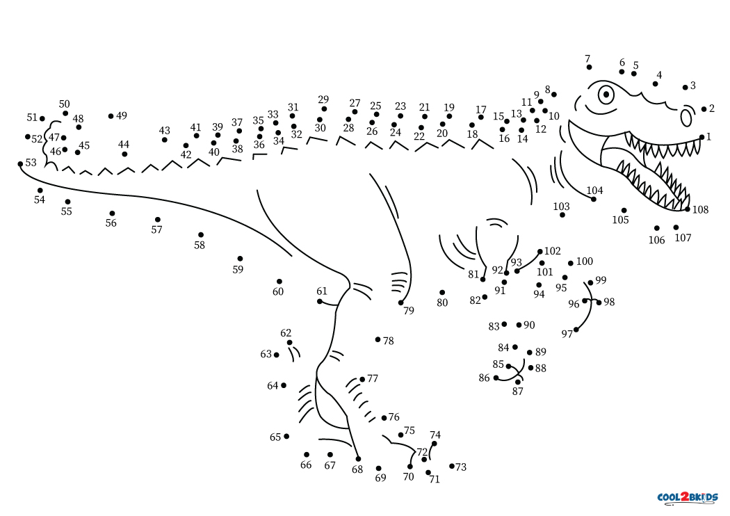 Free printable dinosaur connect the dots