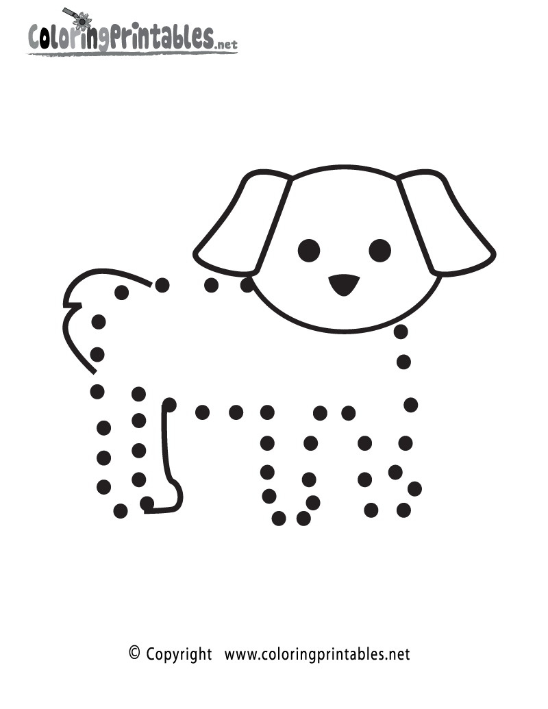 Dog connect the dots activity printable connect the dots pets preschool dot worksheets