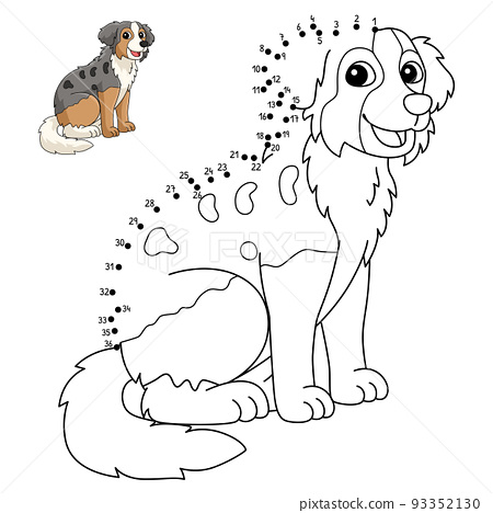 Dot to dot australian shepherd coloring page