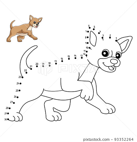 Dot to dot chihuahua coloring page for kids