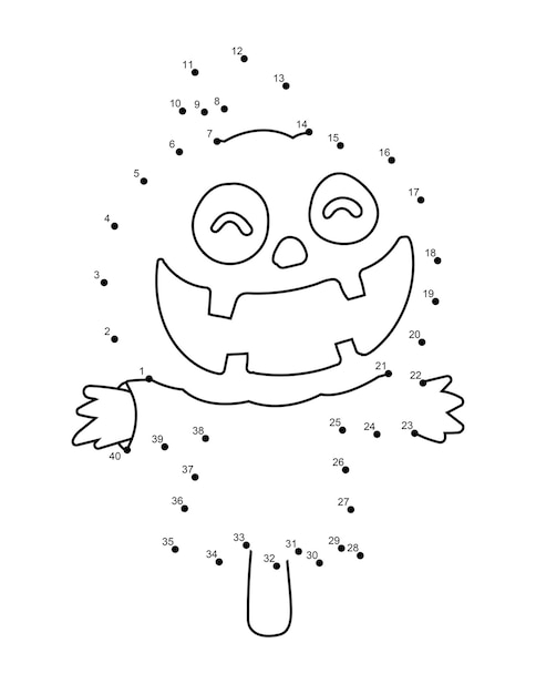 Premium vector halloween dot to dot coloring pages halloween connect the dot page