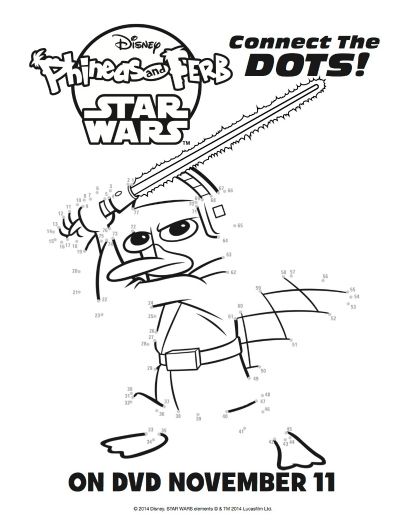 Free printable disney phineas and ferb star wars connect the dots star wars activities phineas and ferb star wars activity sheets