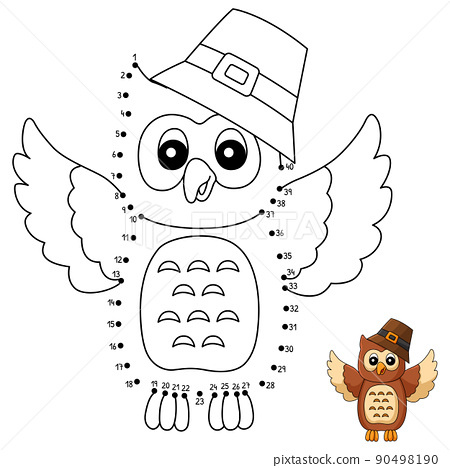 Dot to dot thanksgiving owl coloring pages