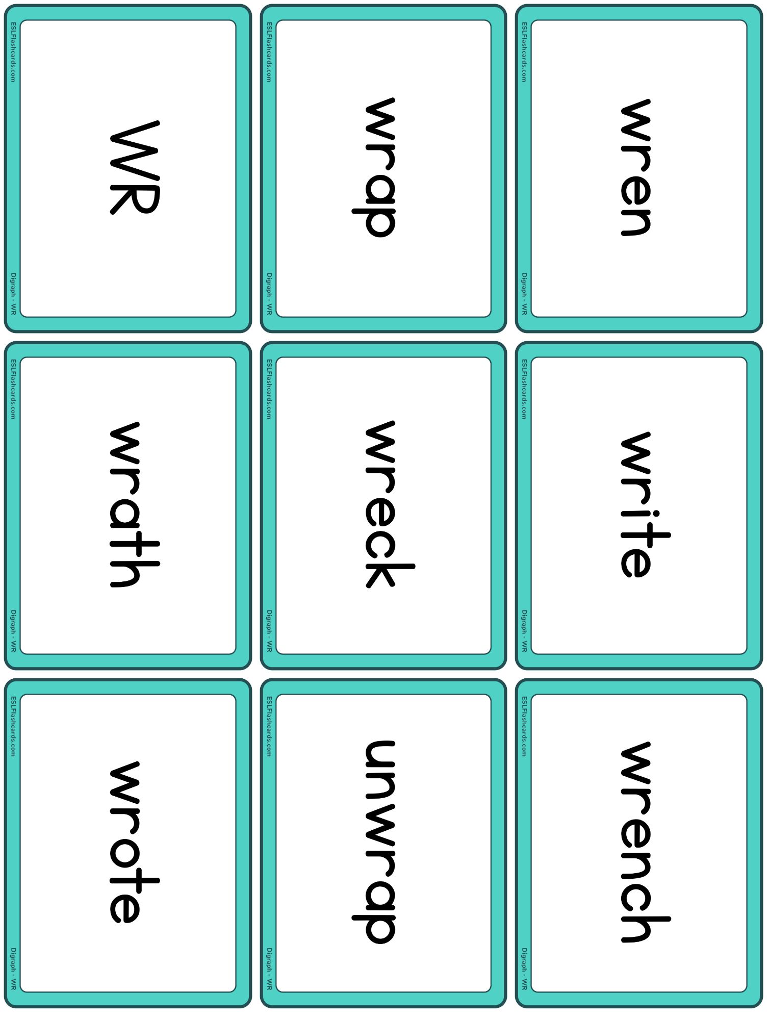 Consonant digraphs â esl flashcards