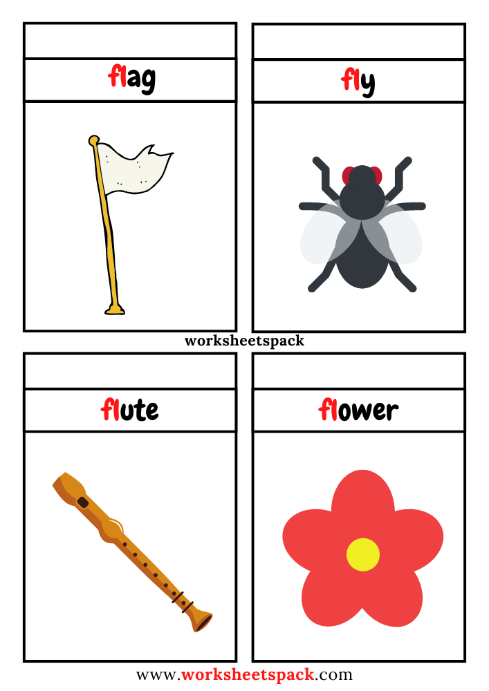 Free fl blend words with pictures fl consonant blend flashcards