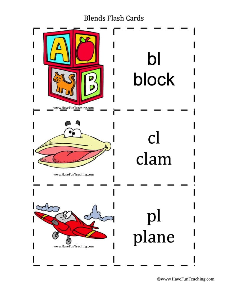 Consonant blends flash cards