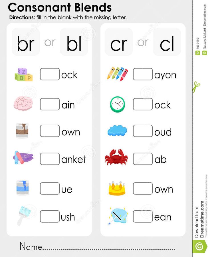 Consonant blends missing letter