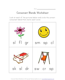 Identify consonant blends worksheets all kids network