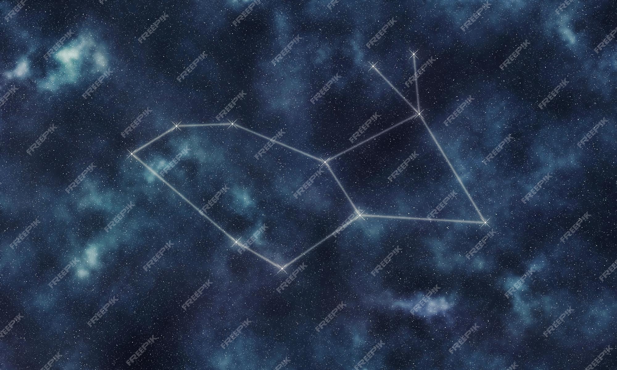 Constelaciãn de trellas de lepus cielo nocturno lãneas de constelaciãn liebre foto premium
