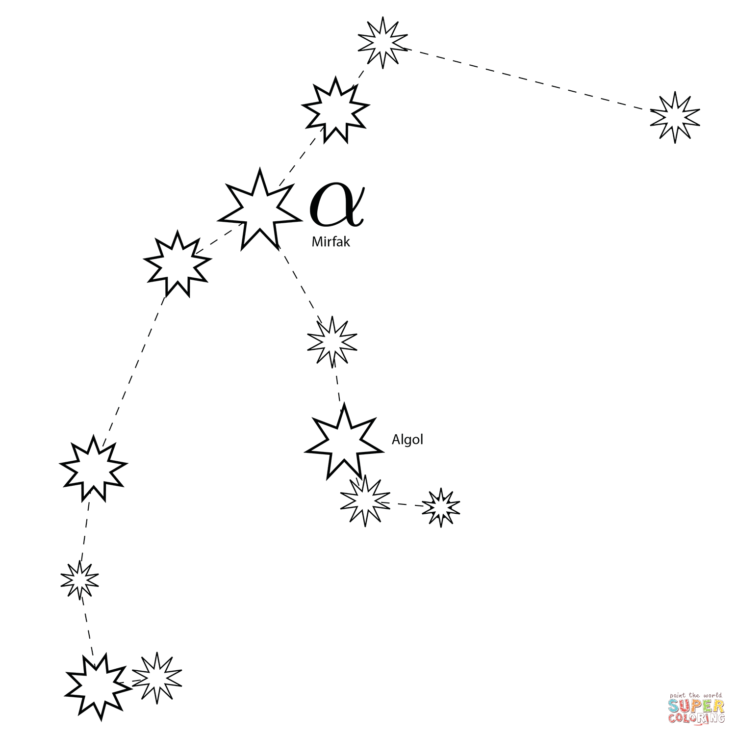 Perseus constellation coloring page free printable coloring pages