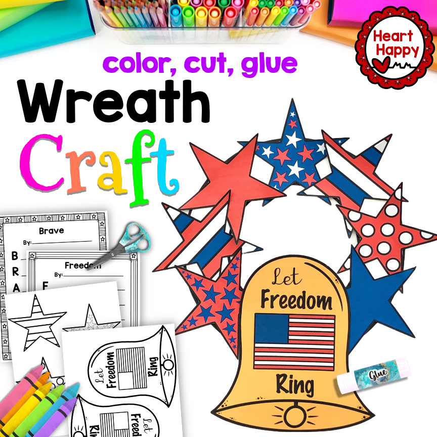 Patriotic wreath craft acrostic poem templates made by teachers