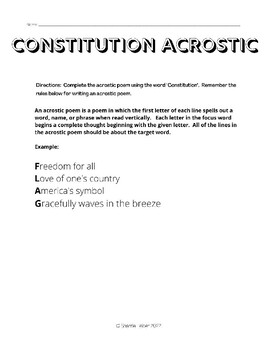 Constitution acrostic poem by sherries showcase tpt
