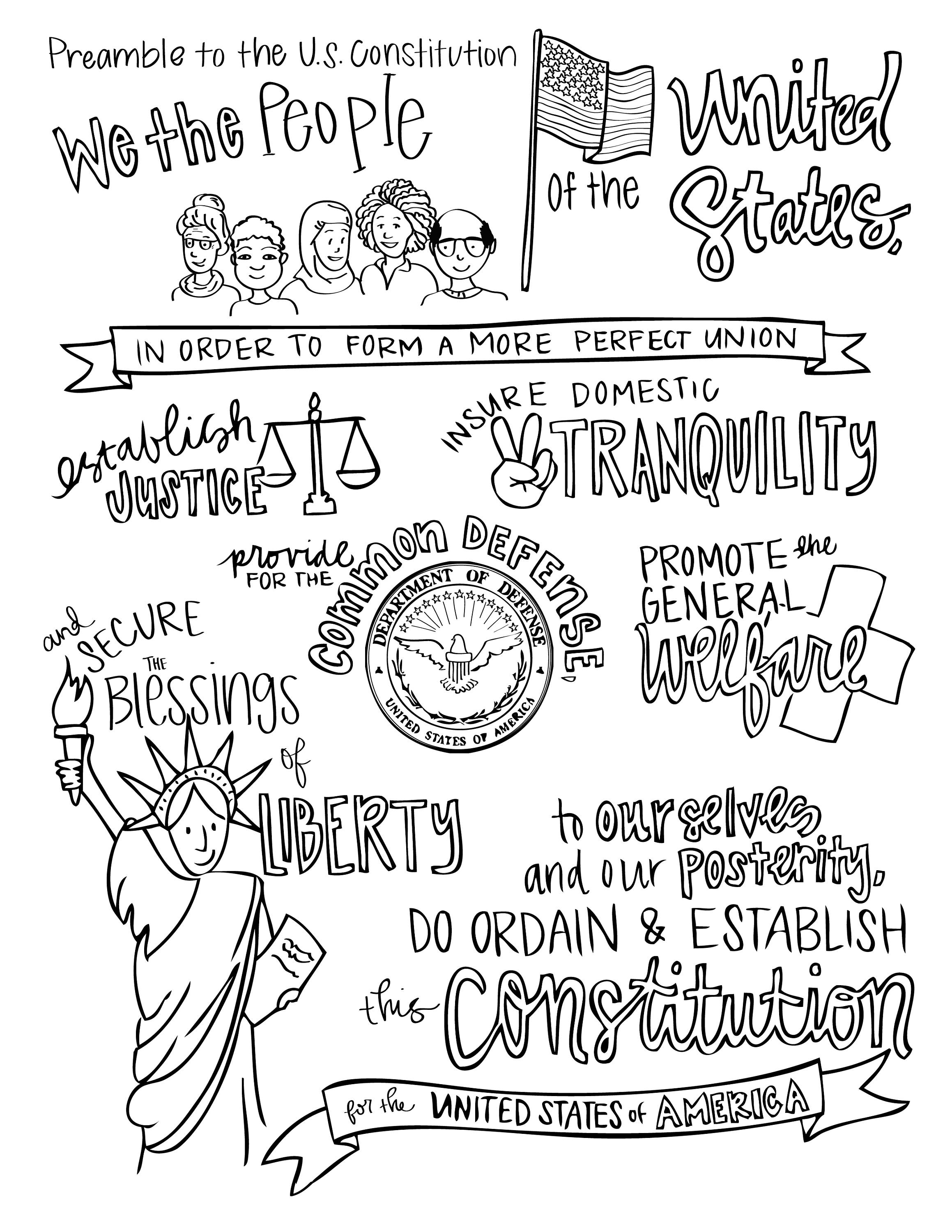 Color the preamble and bill of rights