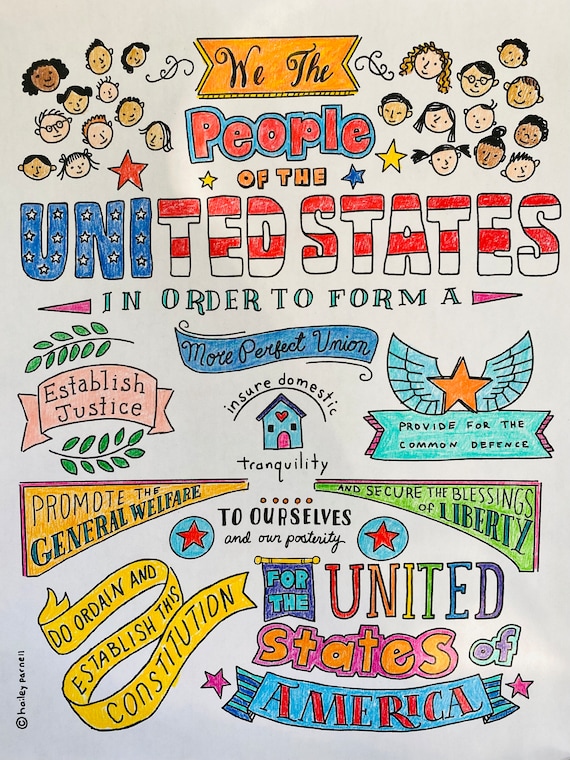 Us constitution coloring page