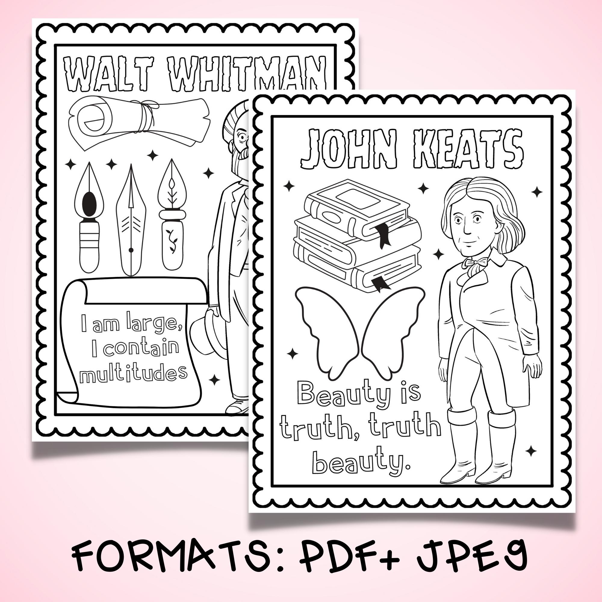 Famous poets coloring pages april national poetry month coloring sheets made by teachers