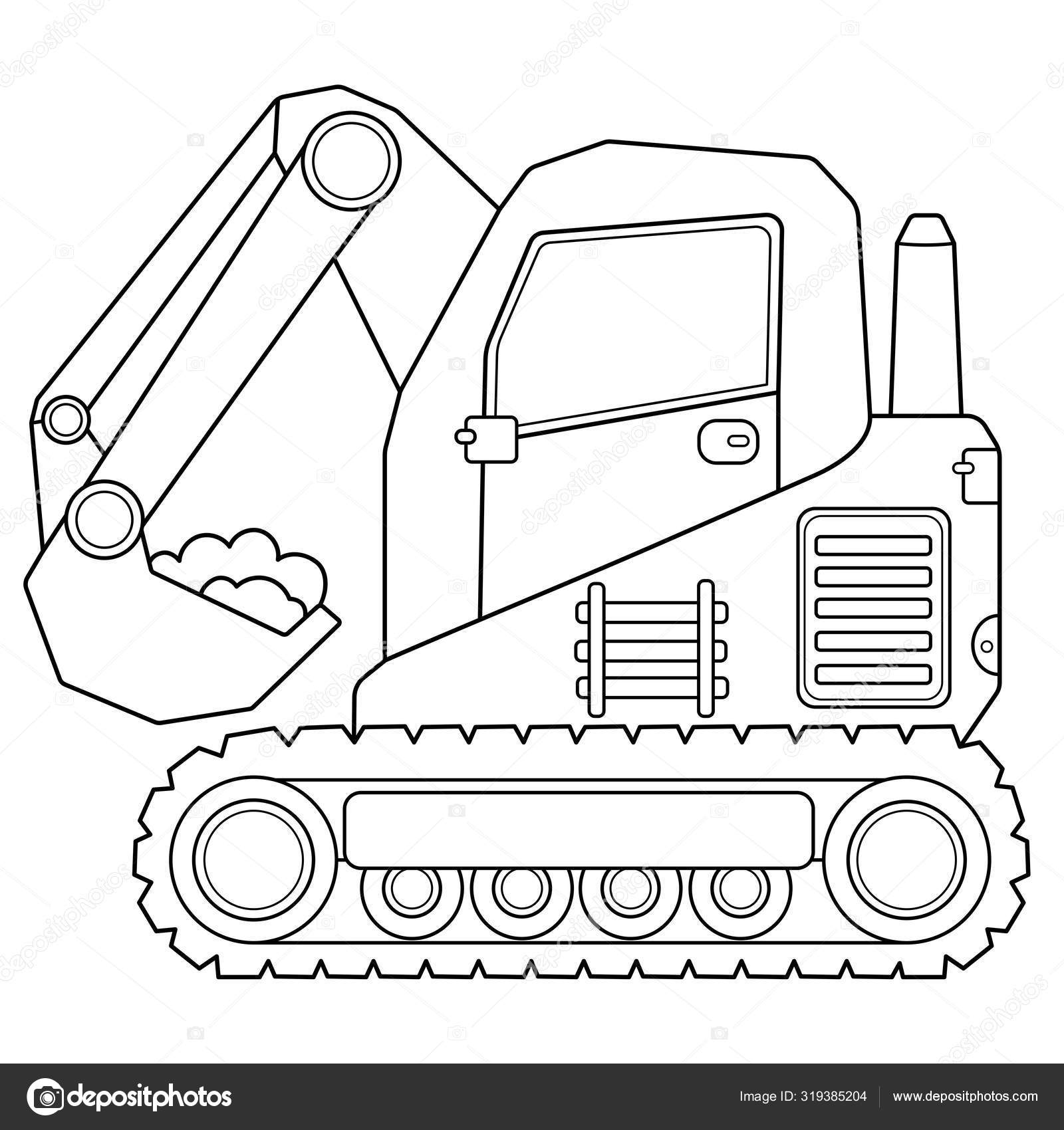 Coloring page outline of cartoon crawler excavator construction vehicles coloring book for kids stock vector by oleon