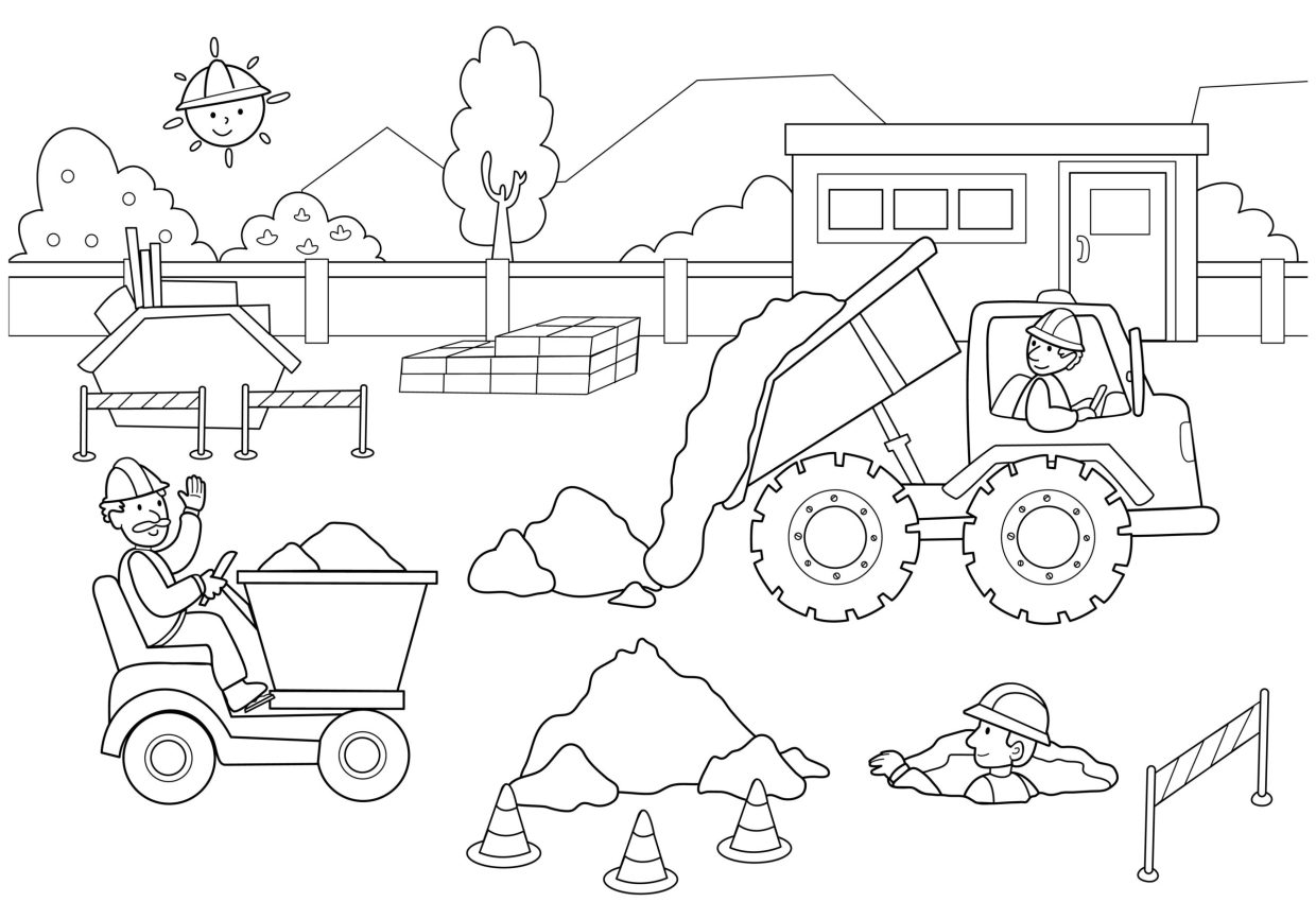 Construction coloring pages printable free easy