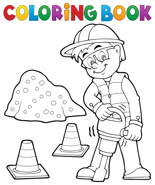 Coloring book construction worker stock vector by clairev