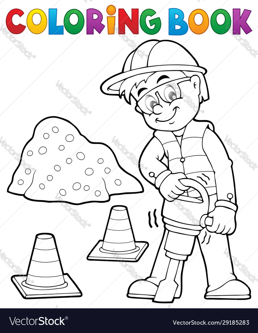 Coloring book construction worker royalty free vector